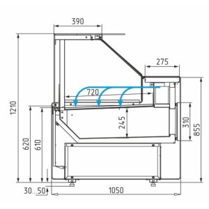 Витрина холодильная Carboma GC111 SM 1,25-1 (1008 Темный дуб) (газлифт, без боковин) - Изображение 6