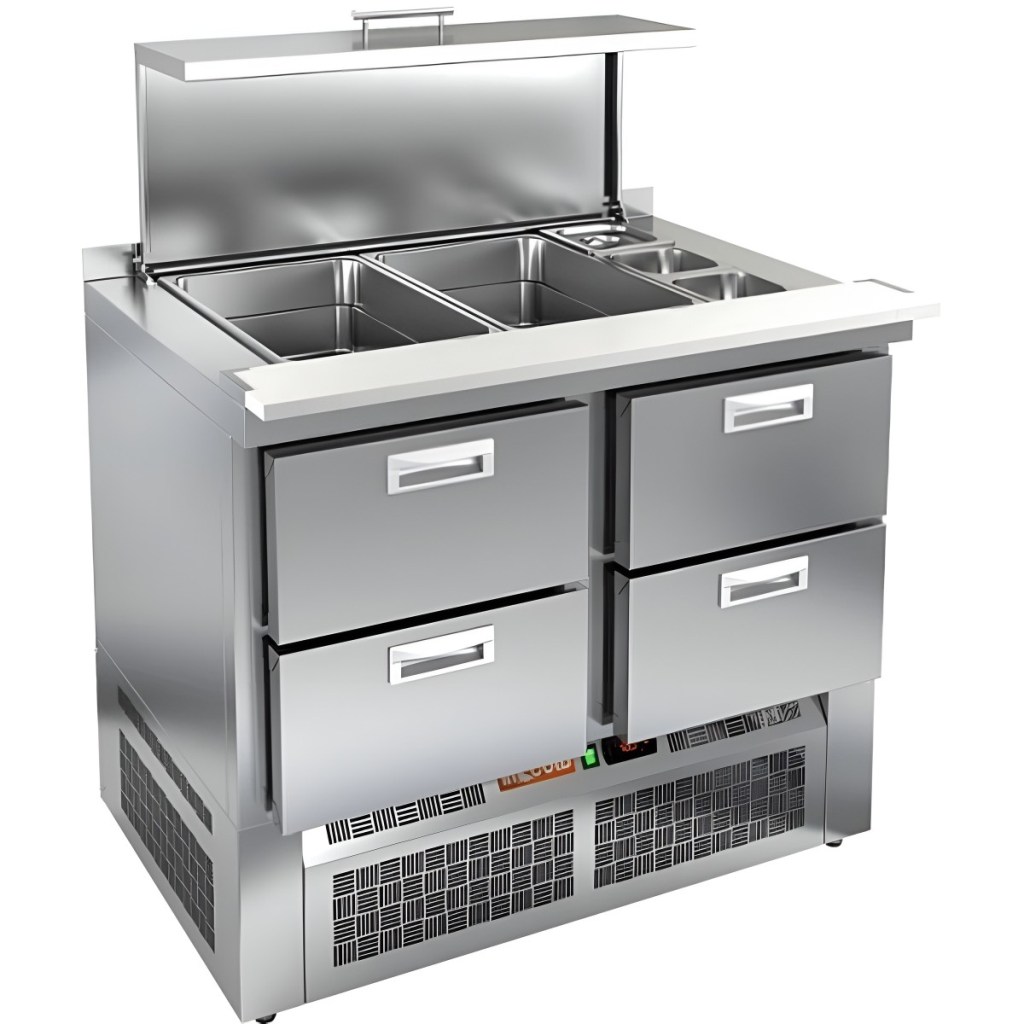 Стол холодильный для салатов HiCold SLE3-22GN полипропилен, с крышкой