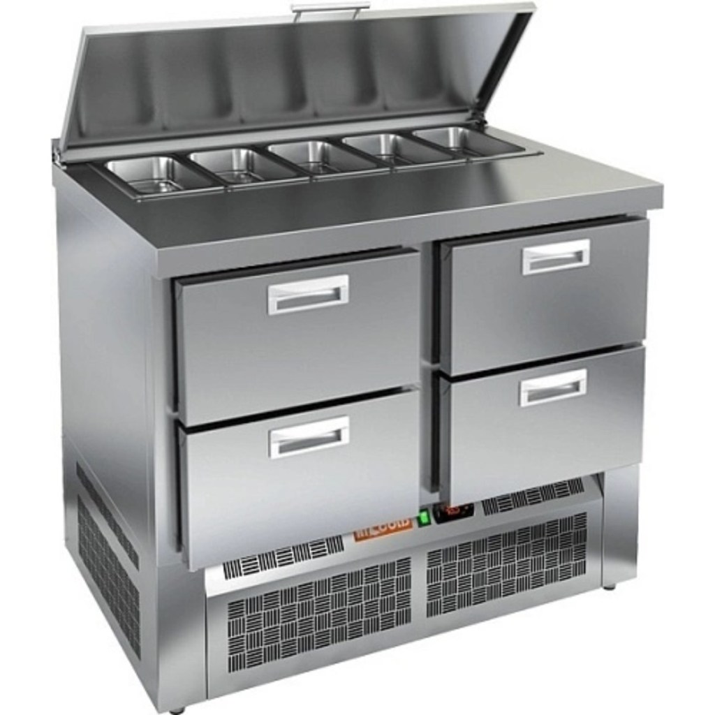 Стол холодильный для салатов HiCold SLE1-22SN (1/3) с крышкой