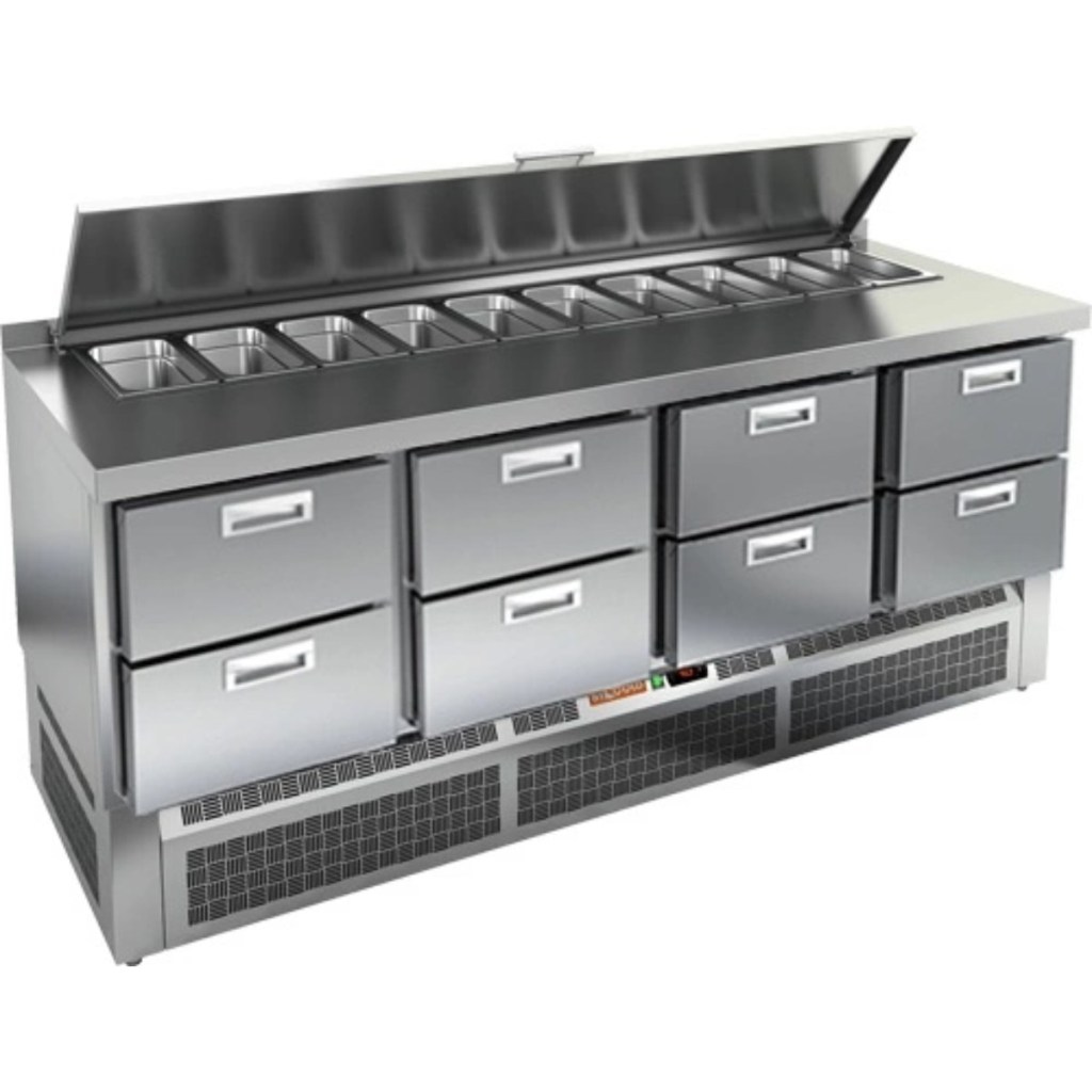 Стол холодильный для салатов HiCold SLE1-2222GN (1/3) с крышкой