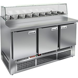 Стол холодильный для пиццы HiCold PZE1-111GN (1/3) стекло