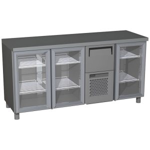 Стол холодильный барный Carboma T57 M3-1-G 9006-2 корпус серый, с бортом (BAR-360C)